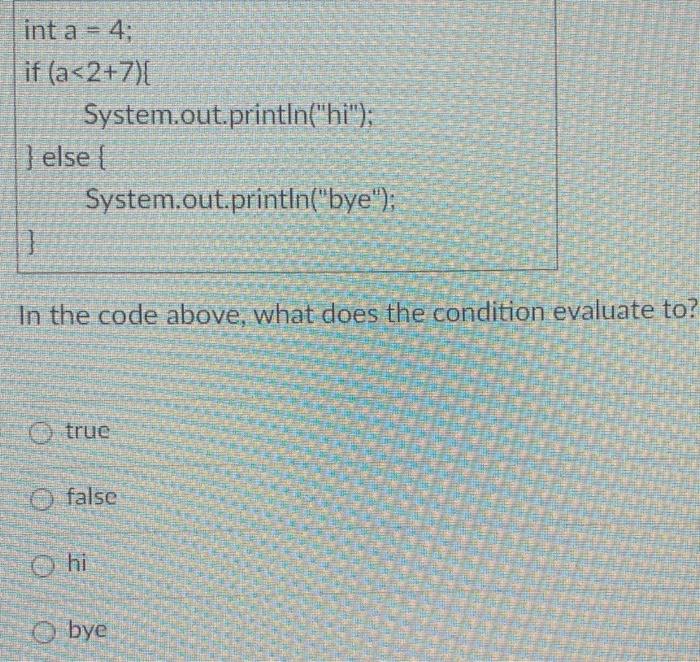 System.out.print("B"); \} else \{ System.out.print(" C "); \} System.out.print("D"); What does the