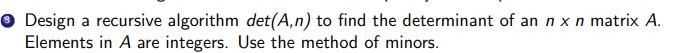 Write a C++ program and it's algorithm Design a recursive algorithm