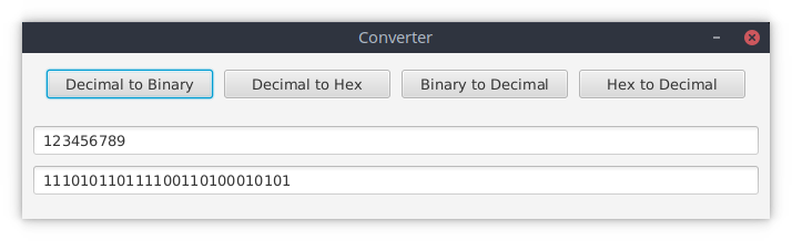 You will create a program that, using recursion, converts numbers from decimal