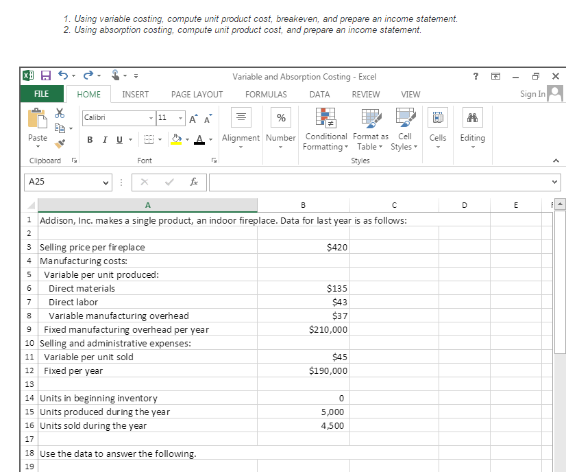 How would I solve this? 1. Using variable costing, compute unit product
