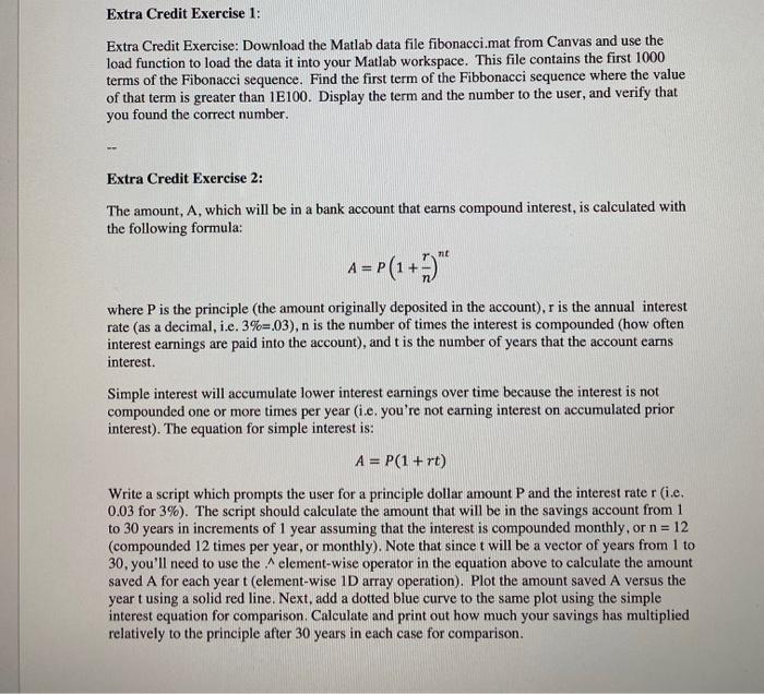 Only do question 2 Extra Credit Exercise 1: Extra Credit Exercise: