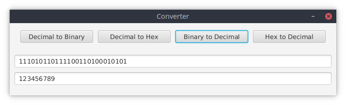decimal. It should have a TextField for reading in numbers and a