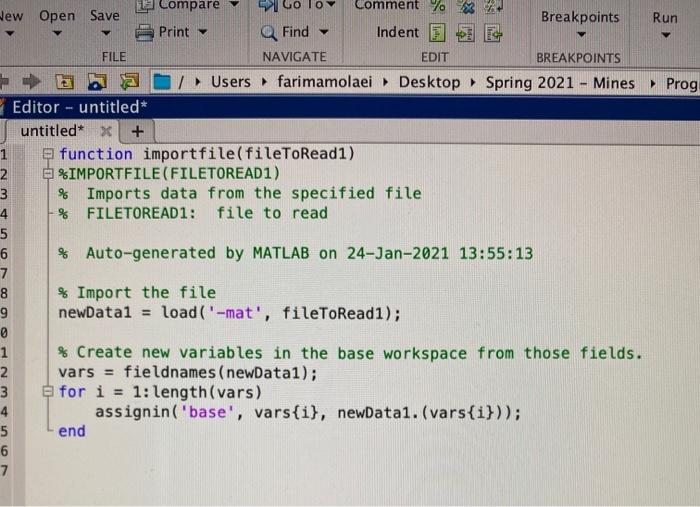 Download the Matlab data file fibonacci.mat from Canvas and use the load