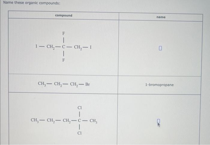  Name these organic compounds