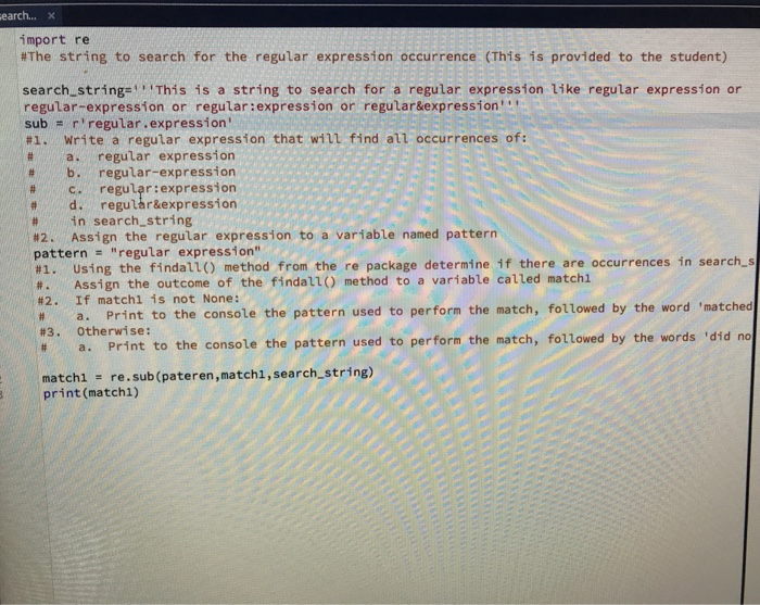  Using the Python string below to perform a search using a