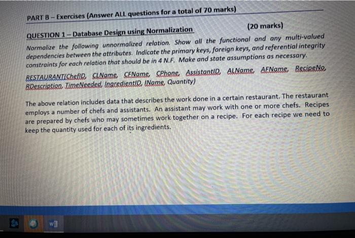  PART B - Exercises (Answer ALL questions for a total of