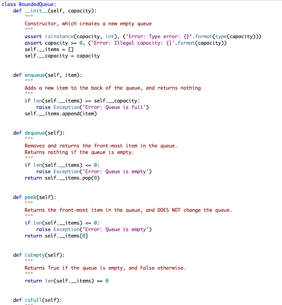 Queue with the dequeue() method of the Circular Queue. In the Bounded
