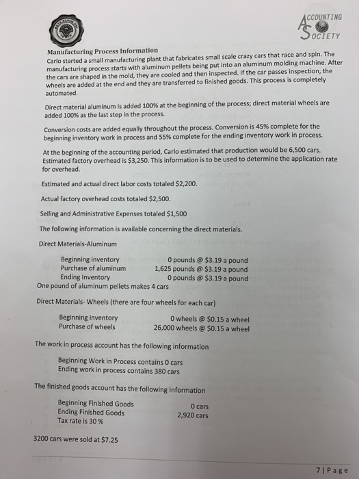 Two Instructions Using a spreadsheet and based on the information provided in