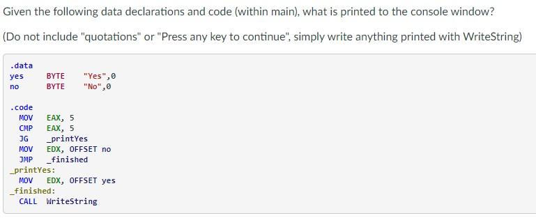  Given the following data declarations and code (within main), what is