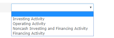 cash flows using these four major classifications: operating activity (that is, the