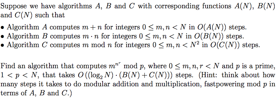 Suppose we have algorithms A, B and C with corresponding functions