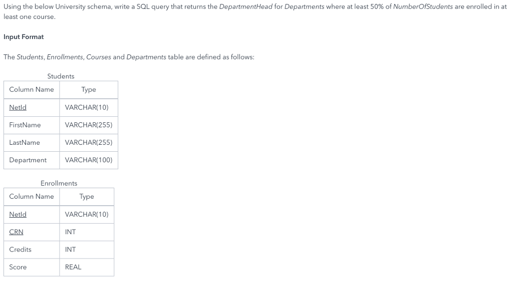  Using the below University schema, write a SQL query that returns