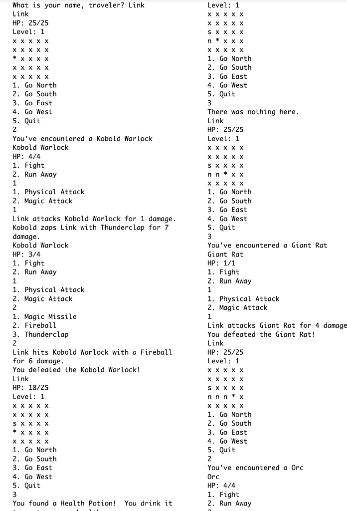 way. Use the UML diagram on the next page, the example output,