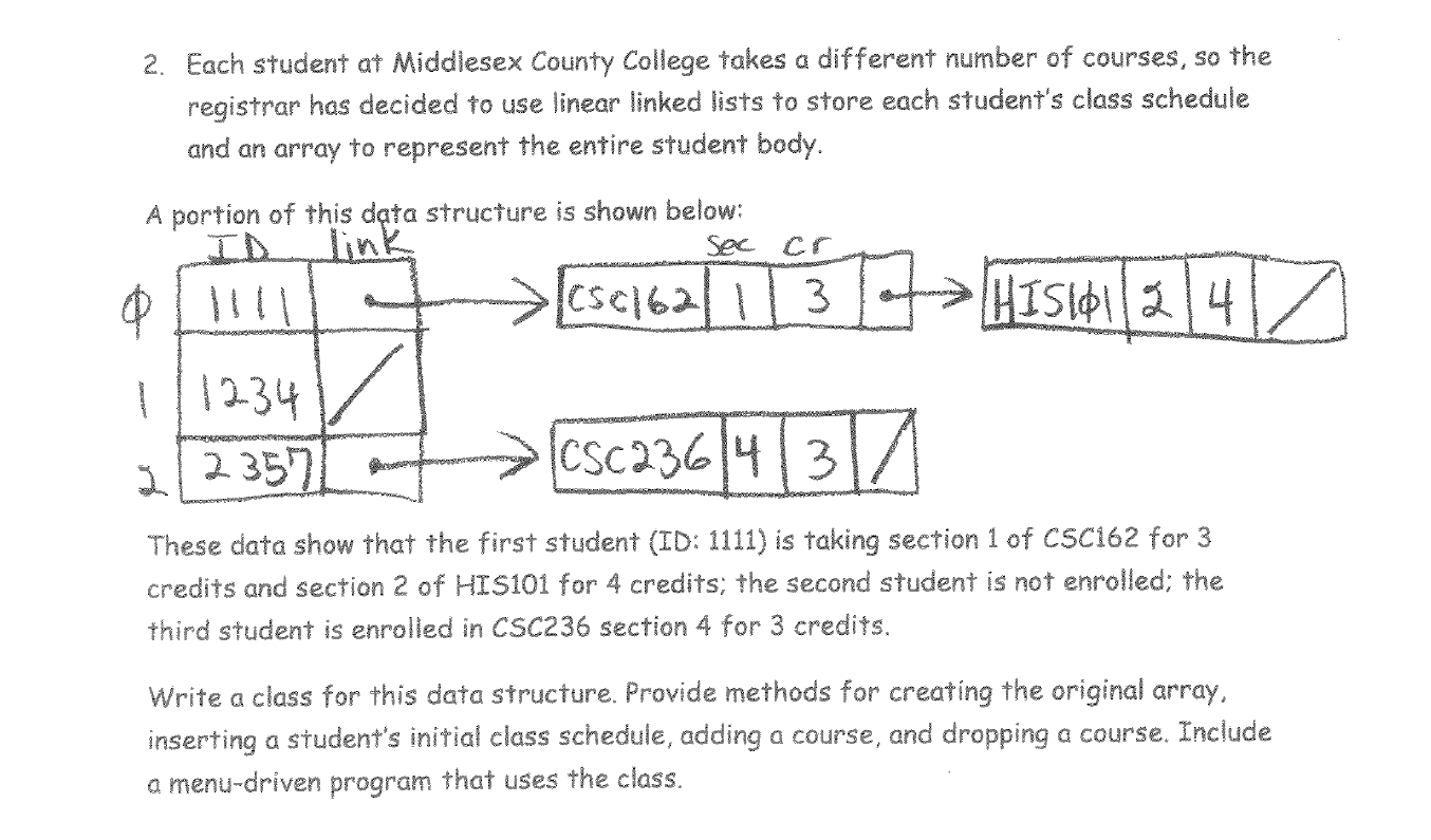 In Java, dont use other answers please 2. Each student at Middlesex