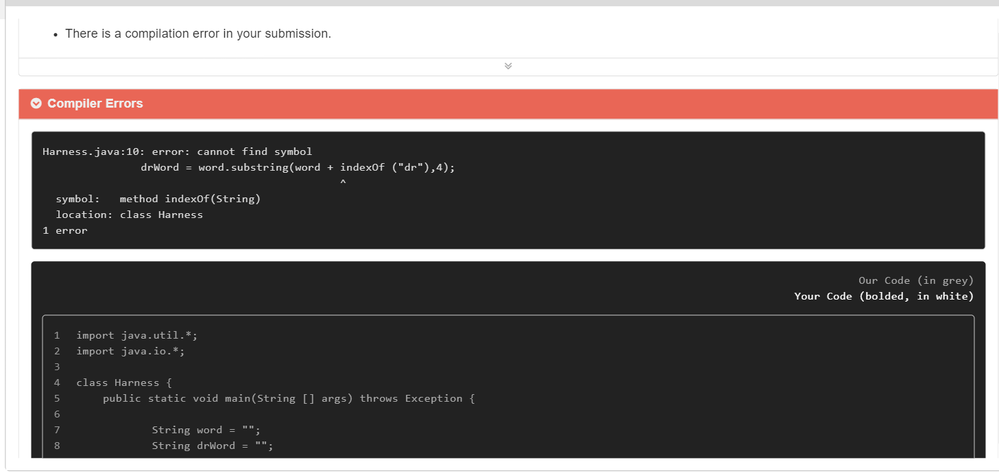 JAVA Code Below that I am trying and keep erroring out. I