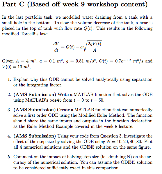 Part C (Based off week 9 workshop content) In the last