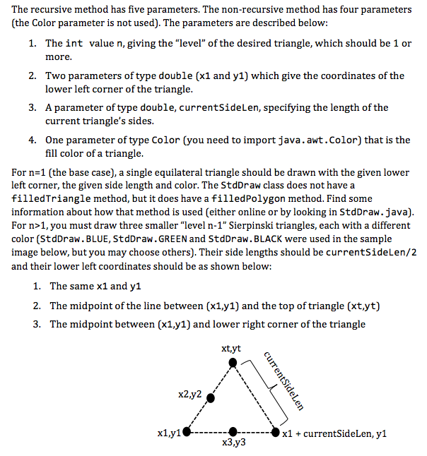 HELP. THANK YOU. Sierpinski triangle question, following the steps & matching w/