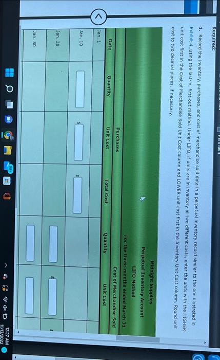 the lower of cost or market is used and the cost is