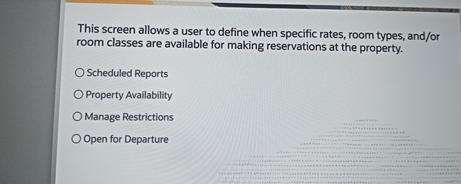  This screen allows a user to define when specific rates, room