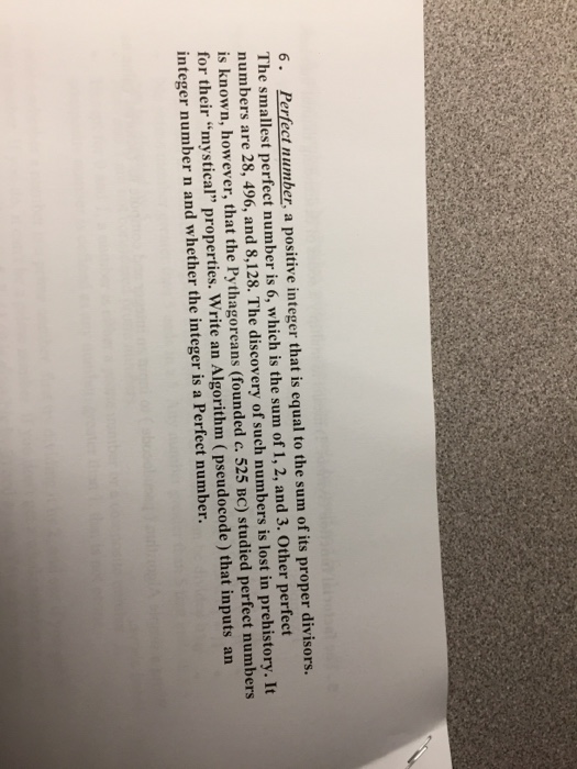  6. Perfect number, a positive integer that is equal to the