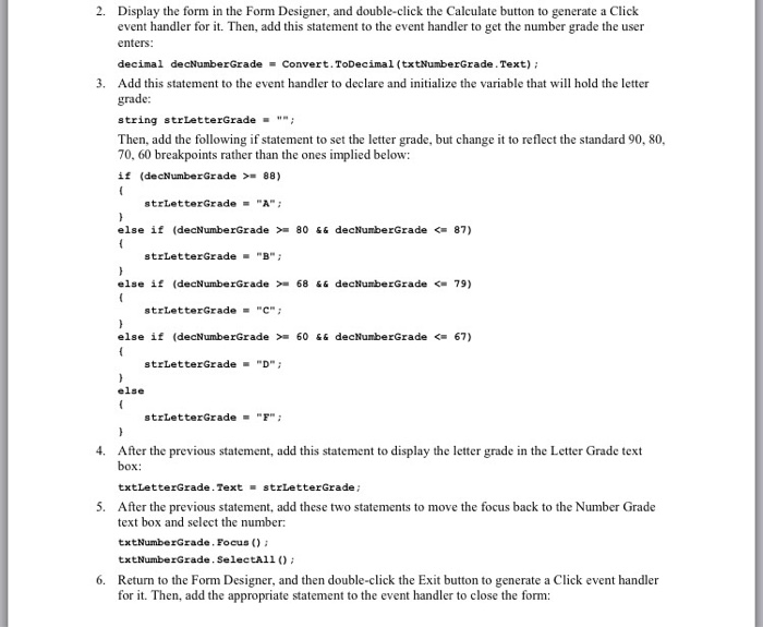  Using Microsoft Visual Studio 2015, and C# programming, how do you