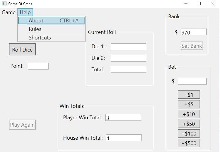 of the Game of craps are as follows: A player rolls two