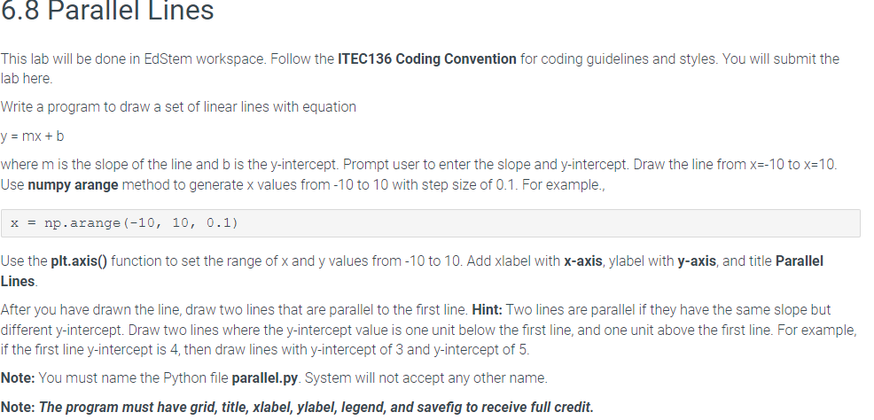 This lab will be done in EdStem workspace. Follow the ITEC136