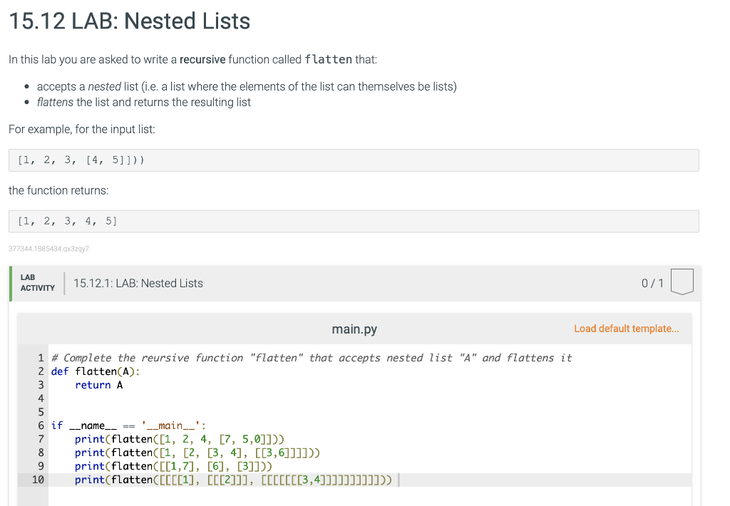  Instructions Write a function get_list_avg() that expects a parameter main_list (a
