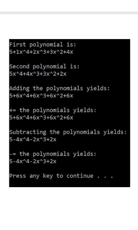 array or vector of terms. Each term contains a coefficient and an