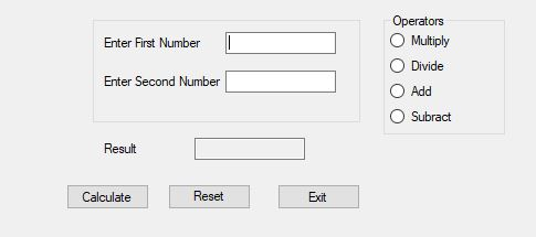 This is for a visual basic class. Create a form like the