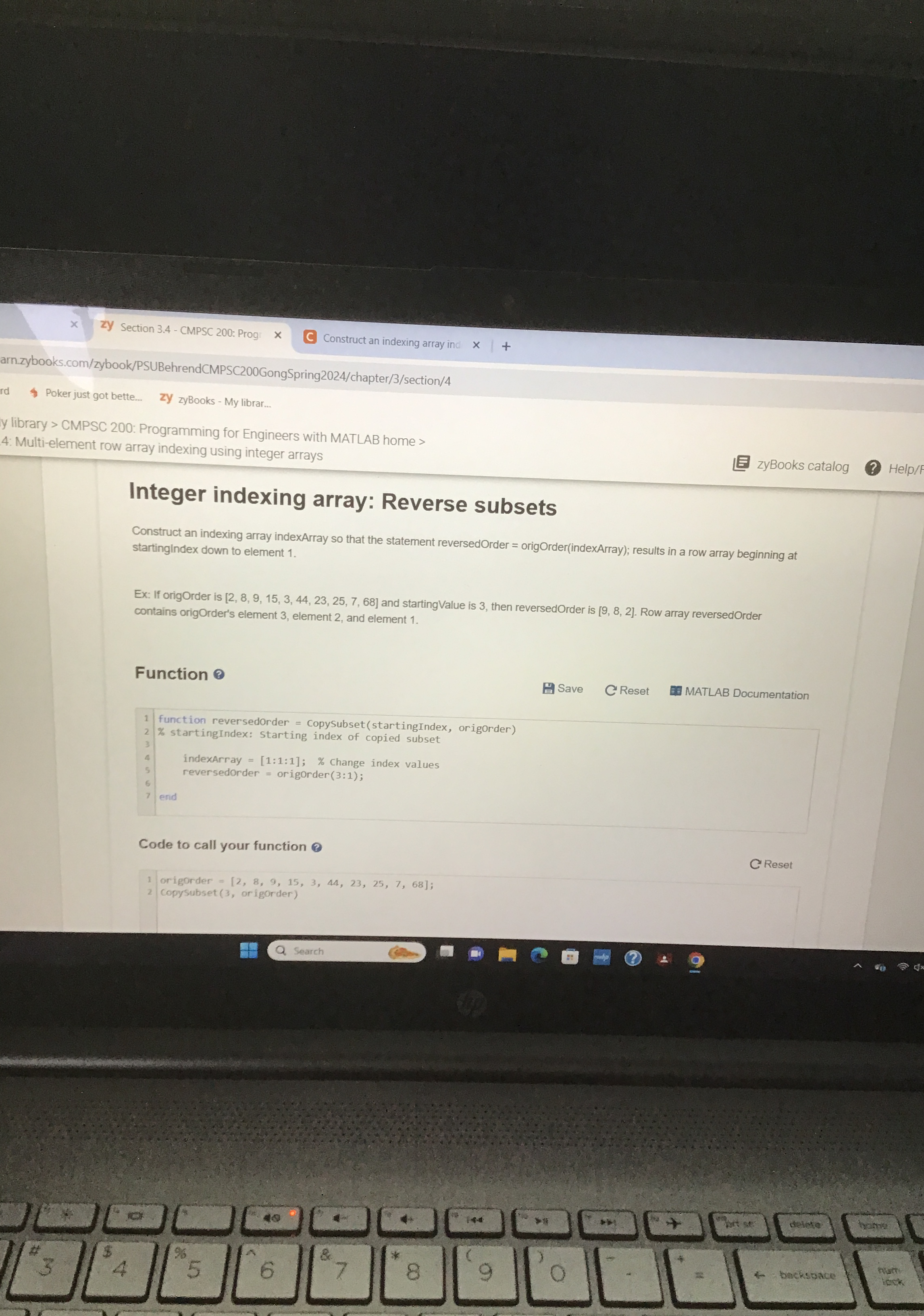  2y Section 3.4- CMPSC 200: Prog x C. Construct an indexing