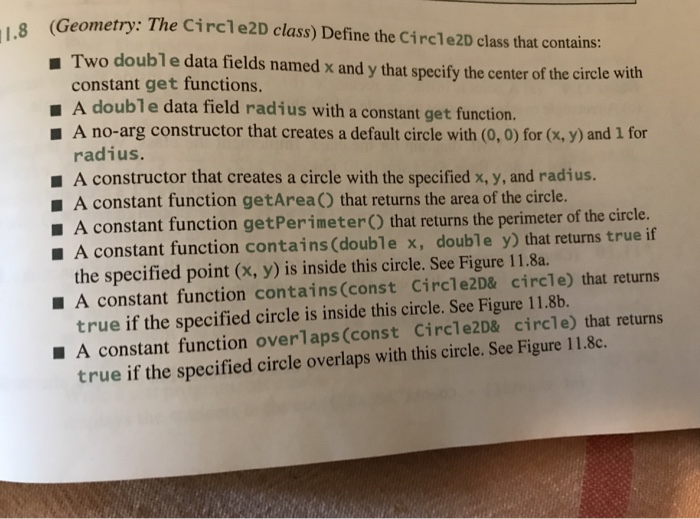  (A) a point is inside the circle. (B) a circle is