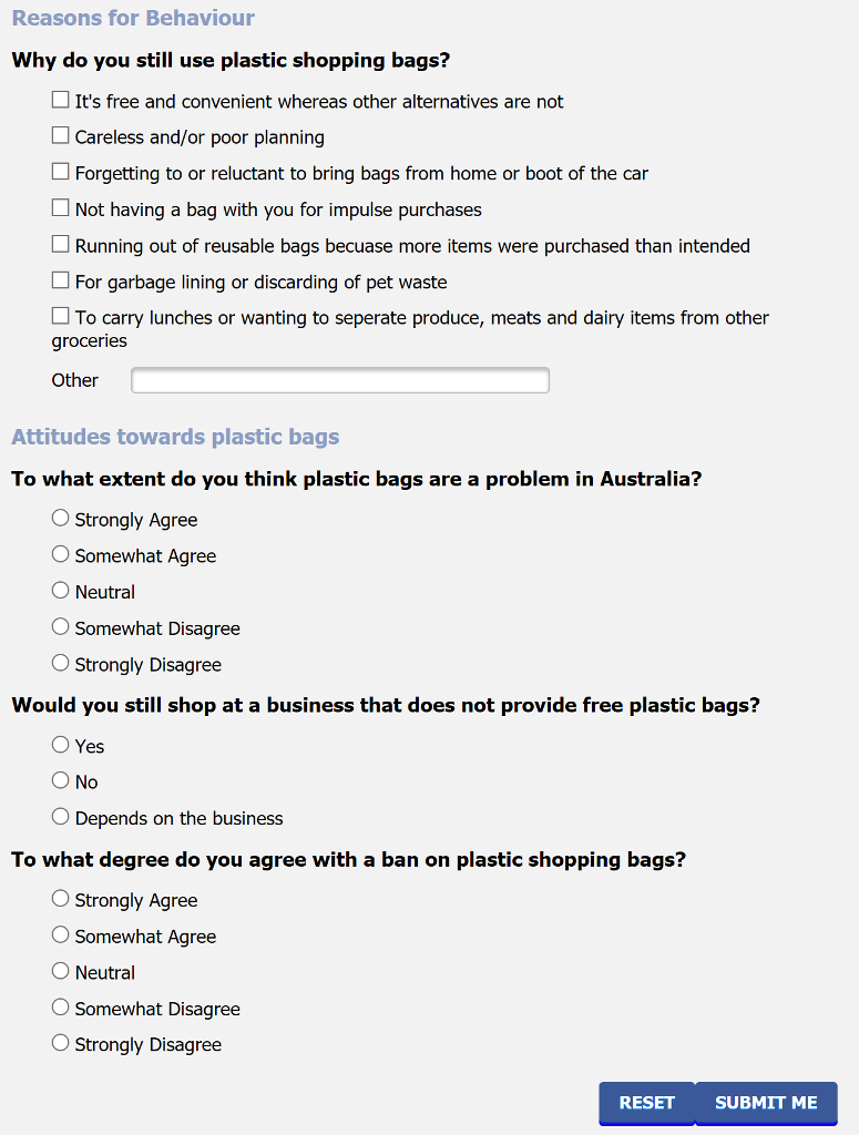 is as follows: Additionally: The survey form must have proper use of