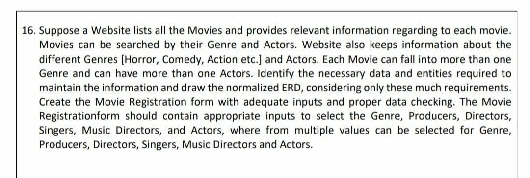 Make a form using html css javascript 16. Suppose a Website lists