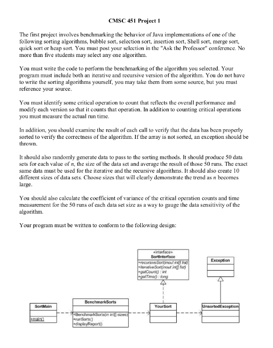 CMSC 451 Project 1 The first project involves benchmarking the behavior
