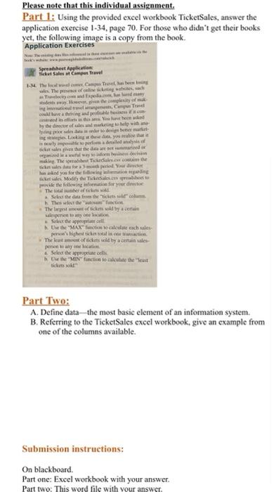  Please note that this individual assignment. Part 1: Using the provided