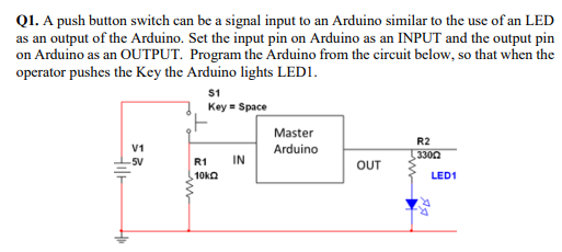  Q1. A push button switch can be a signal input to
