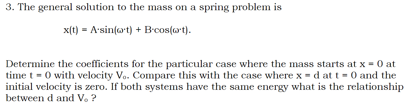  3. The general solution to the mass on a spring problem