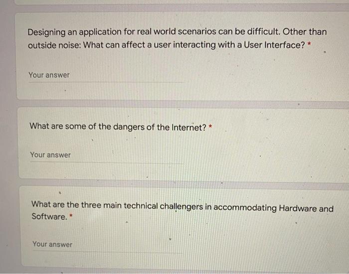 1 point and Software.* O Slow Internet Speeds, Responsive Design, Easy Maintenance