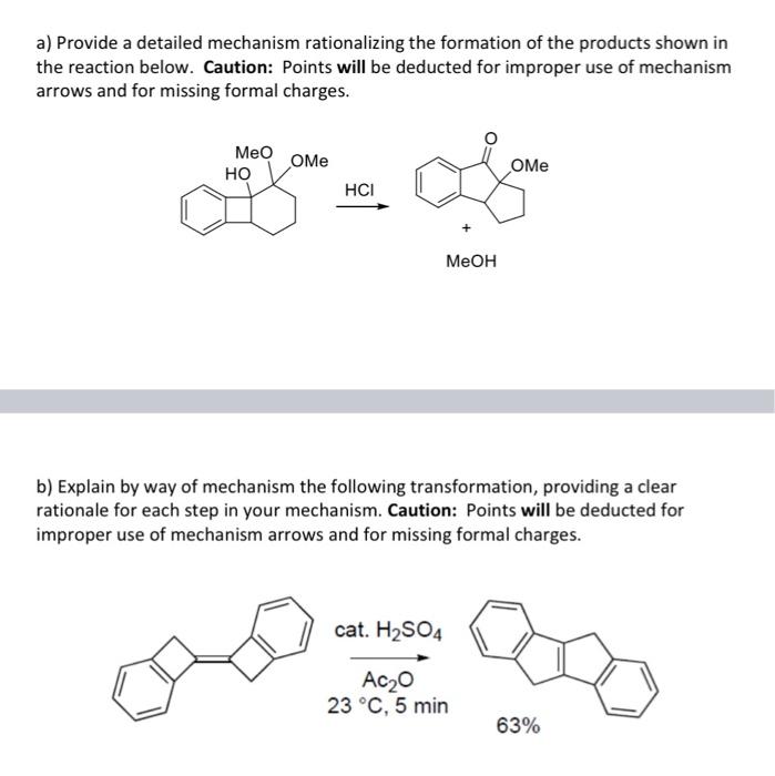 With mechanisms. Include arrows and signs with a step by step please