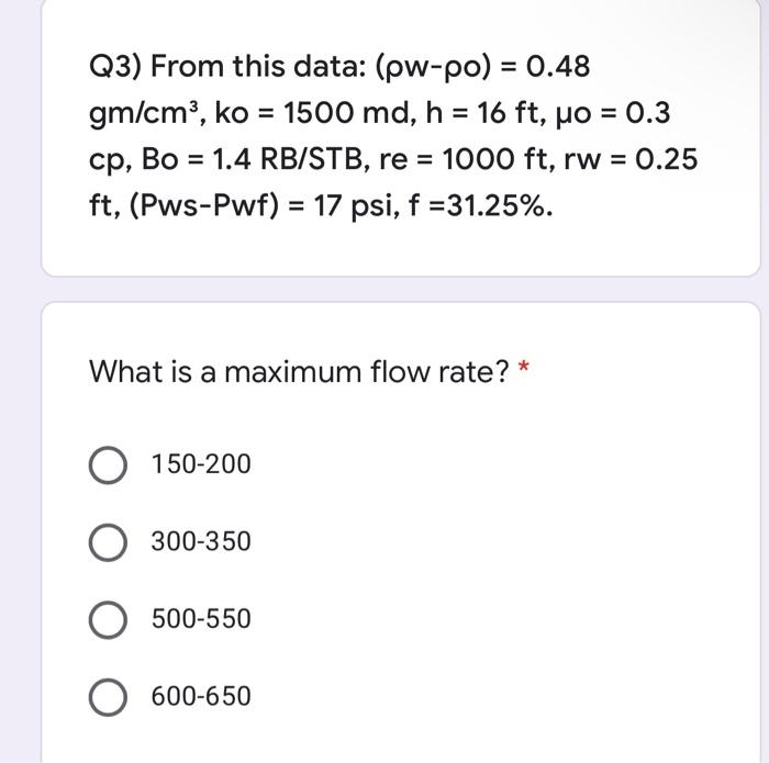  = = = Q3) From this data: (pw-po) = 0.48 gm/cm',