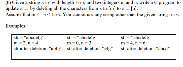  (b) Given a string str with length len, and two integers
