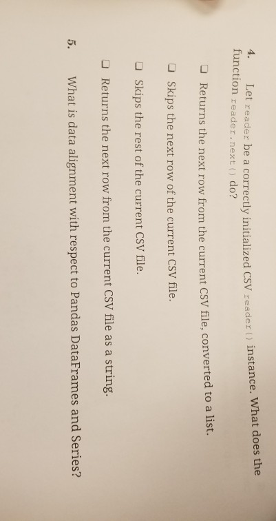  4. Let read function reader.next) do? er be a correctly initialized