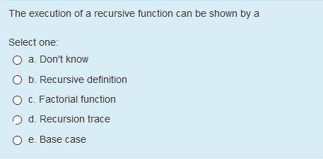  The execution of a recursive function can be shown by a