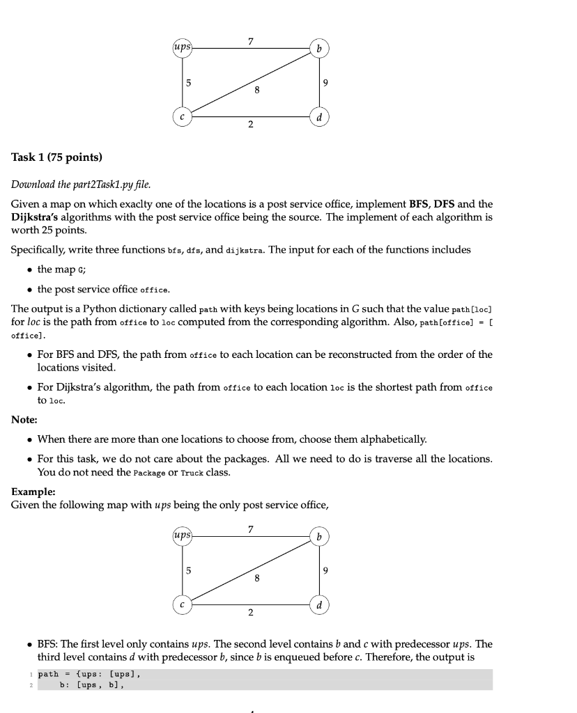 you for your help. """ BFS """ def bfs(map, office): return """