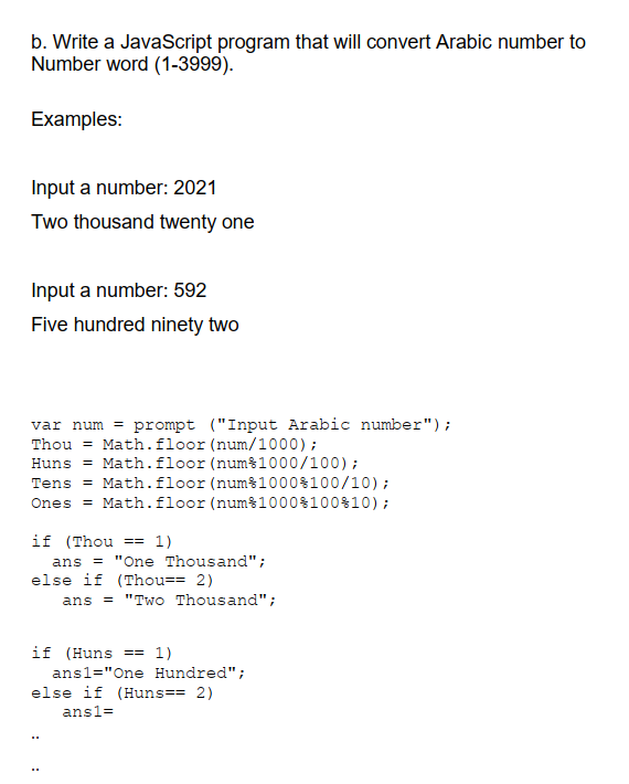 Pls help me with this in JS/JavaScript Programming b. Write a JavaScript