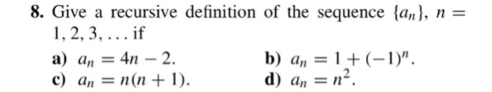 down the first 6 elements of the sequence (where n E Z+),