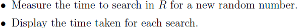 program to run) and displaying how long it took for each search