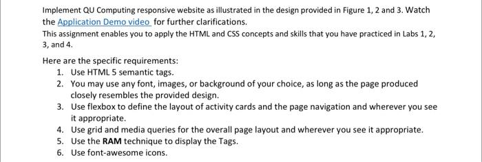  need code for html and style.css Implement QU Computing responsive website