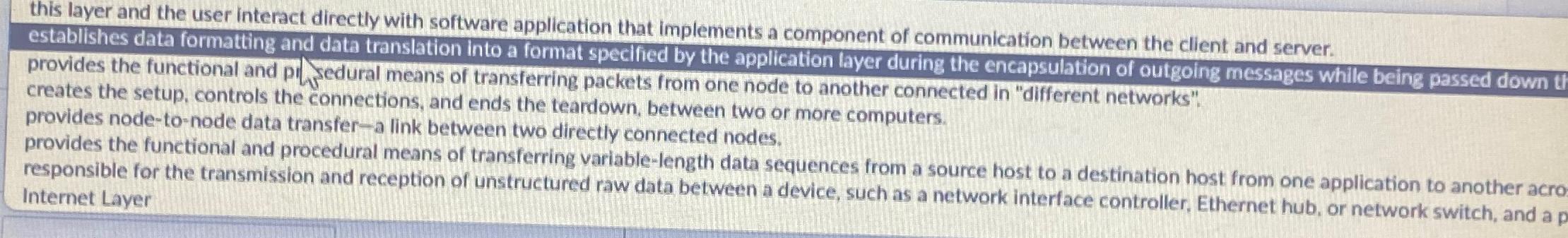  this layer and the user interact directly with software application that